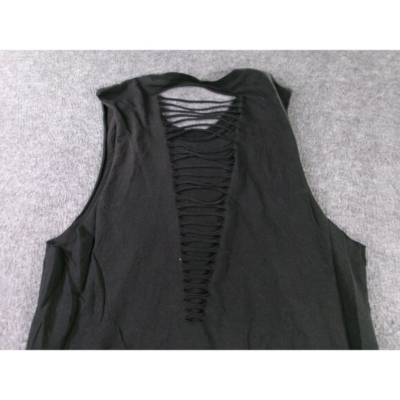 Beautiful Disaster Tank Top Women Large Black Shredded Back Lip Kiss My Sass - Picture 8 of 9